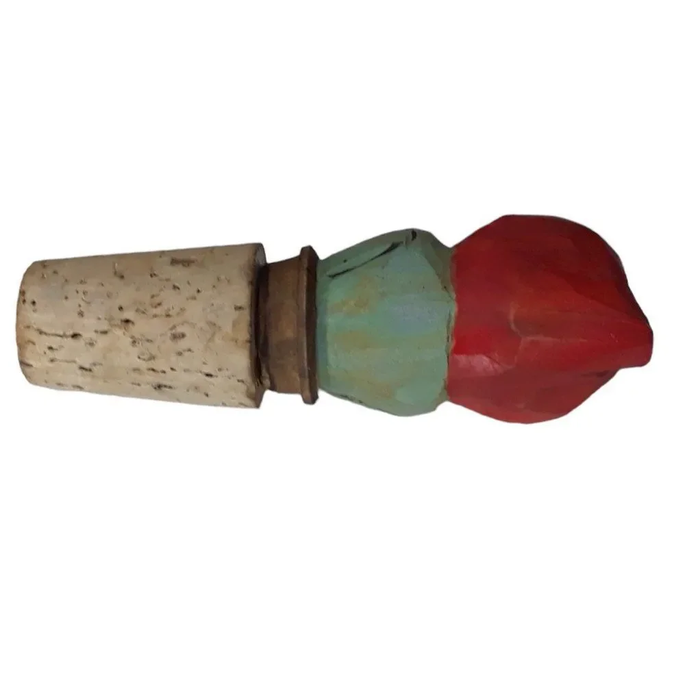Vintage Anri  Hand Carved Man Cork Jug Stopper